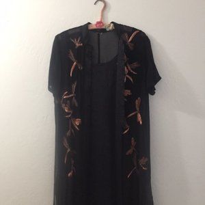 Japanese Style Black Sequin Beaded Full Length